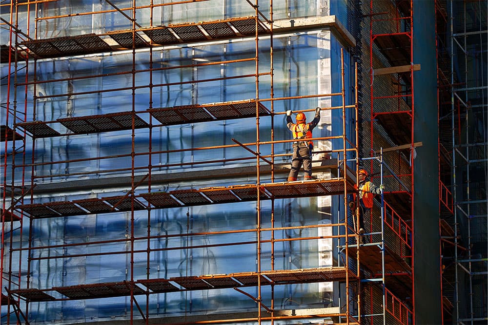 Scaffolding construction workers